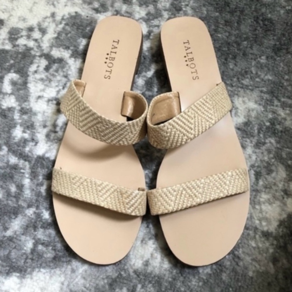 Talbots Natural Woven Slides Sandals